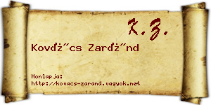 Kovács Zaránd névjegykártya